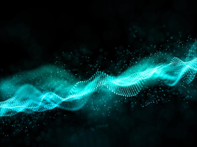 Free Photo 3d network technology background with particle waves