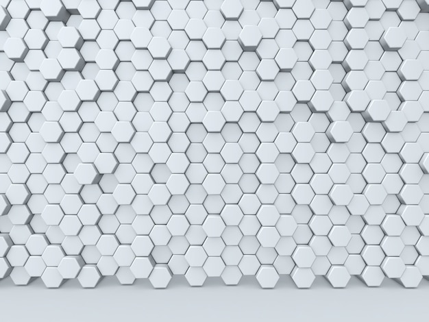 Free Photo 3d render of an abstract wall of extruding hexagons