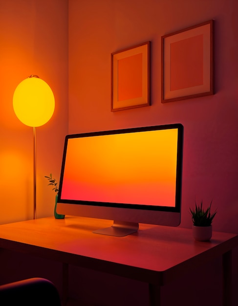 Free Photo 3d rendering of desk computer illustration