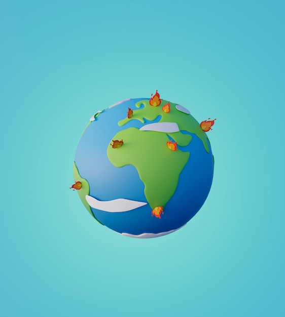 Free Photo 3d rendering of global warming