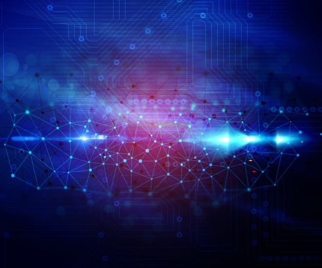 Free Photo abstract techno background with connecting dots and lines