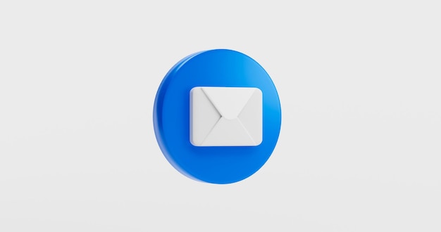 Free Photo blue envelope mail or email notification button icon inbox sign on white background 3d rendering