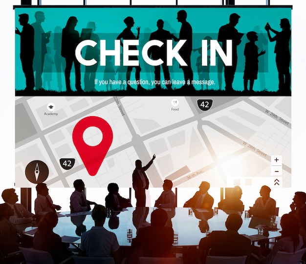 Free Photo check in location mark navigation concept