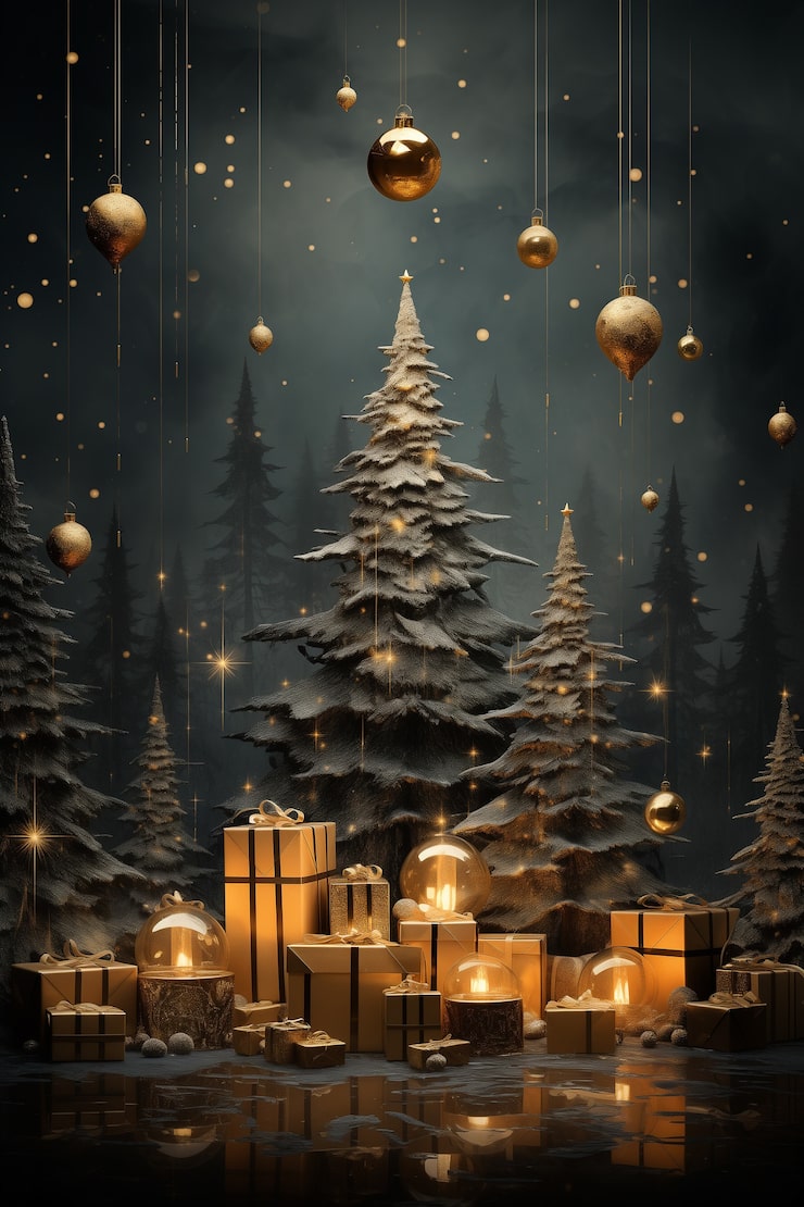 Free Photo christmas celebration with decorated tree