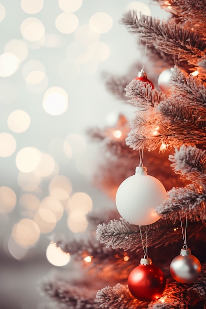 Free Photo close up on beautifully decorated christmas tree