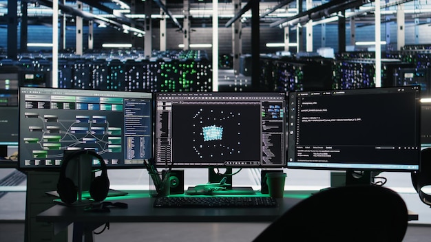 Free Photo computer in data center managing network resources using node tree software