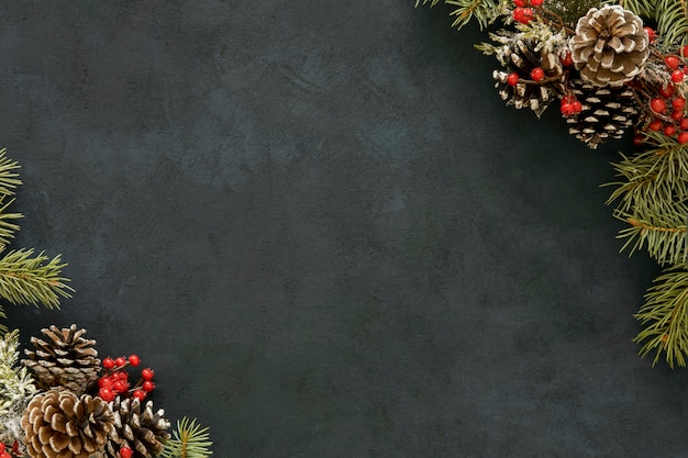 Free Photo copy space pine needles with mistletoe