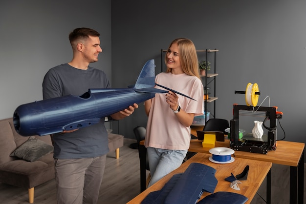 Free Photo designers using a 3d printer