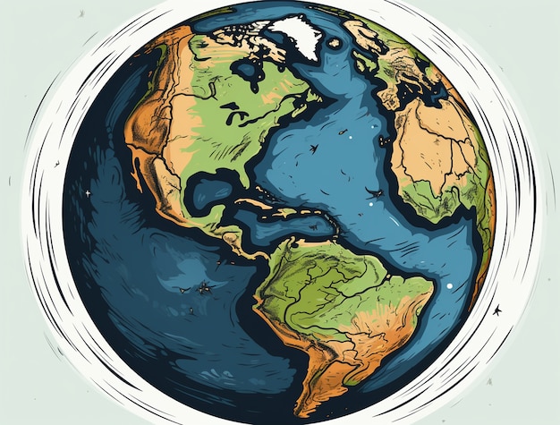 Free Photo earth depicted in anime style