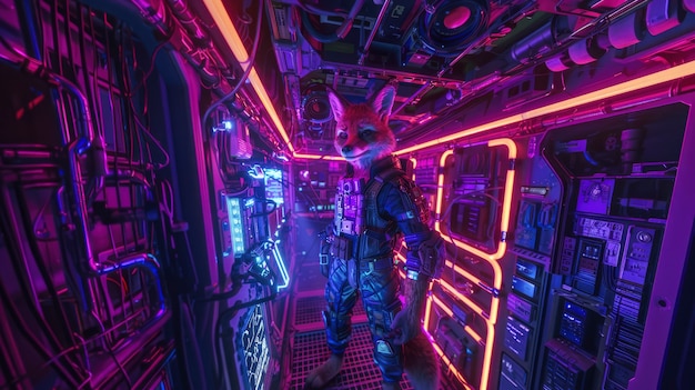 Free Photo fantasy style half fox  half-robot