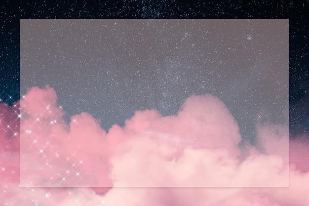 Free Photo galaxy frame with sparkling pink cloud