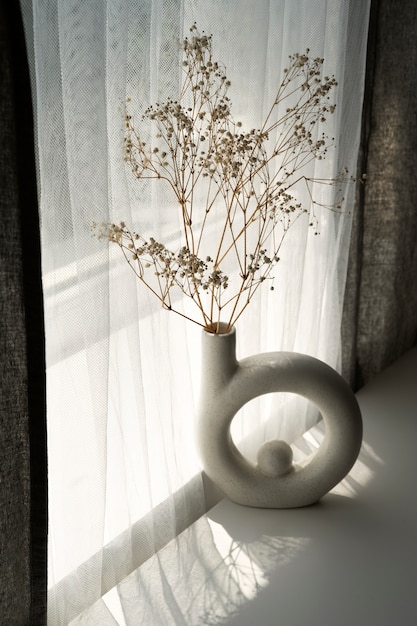 Free Photo interior design with white vase high angle