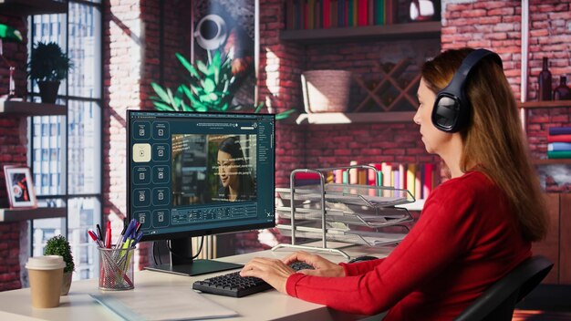 Free Photo it engineer at desk generating code algorithm with ai powered chat