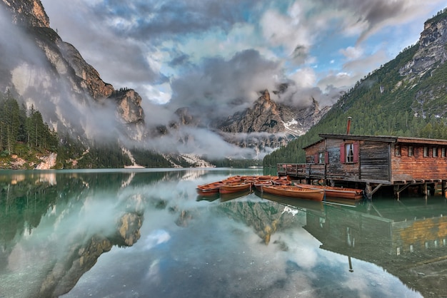 Free Photo magical shot of dolomite mountains, fanes-sennes-prags national park, italy during the summer