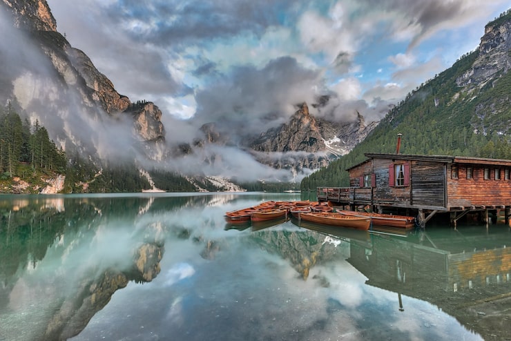 Free Photo magical shot of dolomite mountains, fanes-sennes-prags national park, italy during the summer