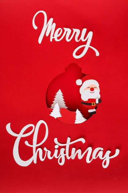 Free Photo merry christmas lettering and santa