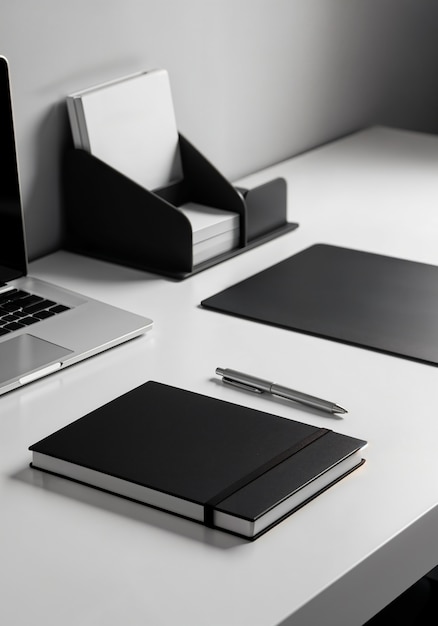 Free Photo minimalist workspace with notebook