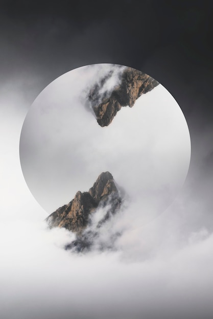 Free Photo misty julian alps peak round badge