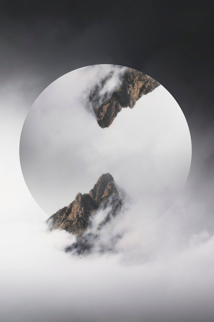 Free Photo misty julian alps peak round badge