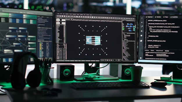 Free Photo pc in data center managing network resources using node tree software