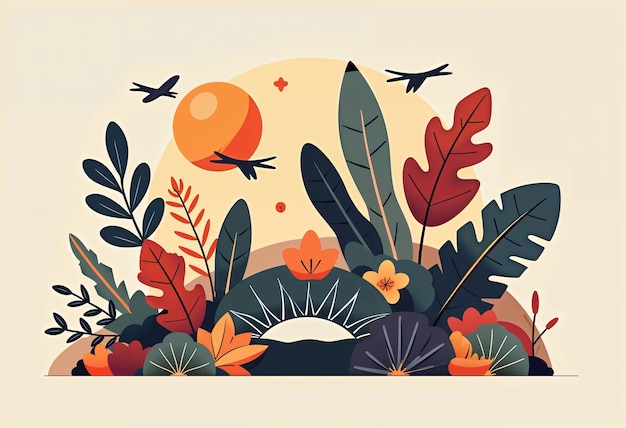 Free Photo a picture of a sunset with birds