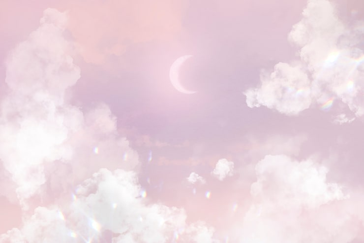 Free Photo pink sky background with crescent moon