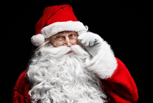 Free Photo portrait of cheerful santa claus with eyeglasses