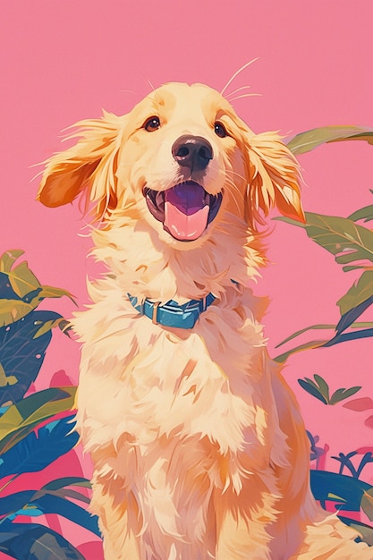 Free Photo portrait of cute dog in anime style