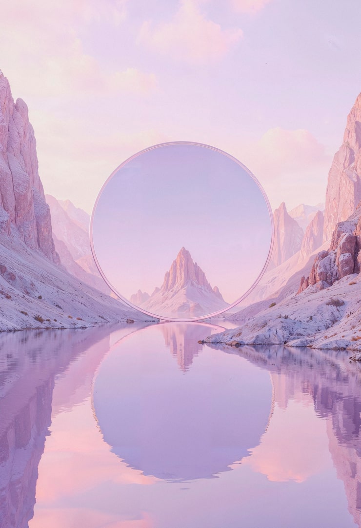 Free Photo purple mountain lake aesthetic