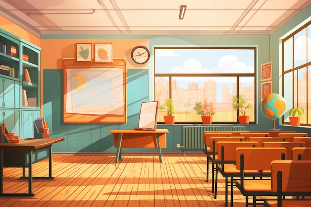 Free Photo school classroom in digital art style for education day