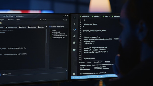 Free Photo software engineer writes complex binary code scripts on computer