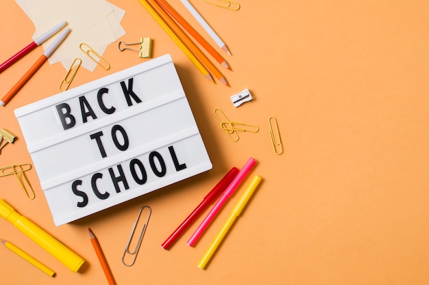 Free Photo top view of back to school concept