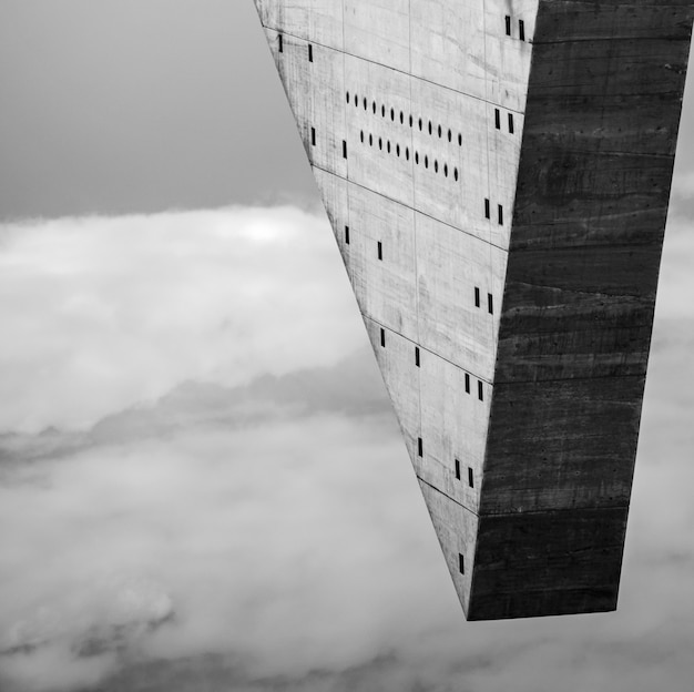 Free Photo triangle shape building floating