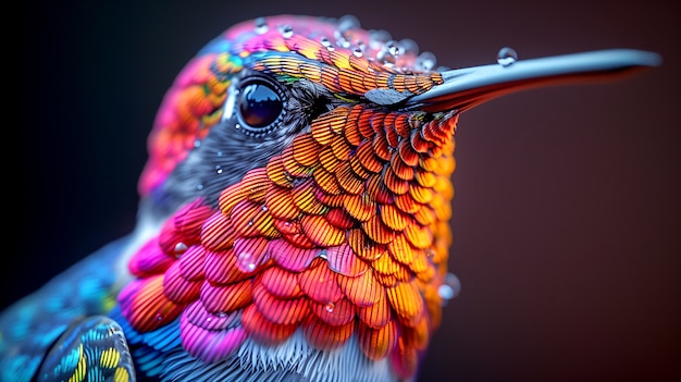 vividly colored hummingbird in nature