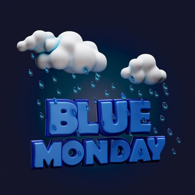 Free PSD 3d rendering of blue monday icon