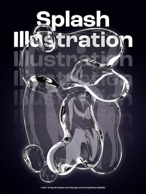 Free PSD 3d rendering of liquid shapes background