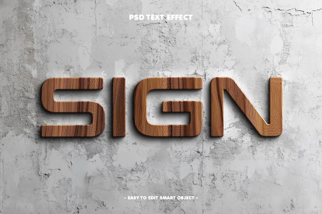 Free PSD 3d wooden style sign editable text effect