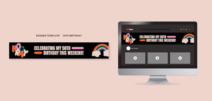 Free PSD 50th birthday celebration youtube banner template