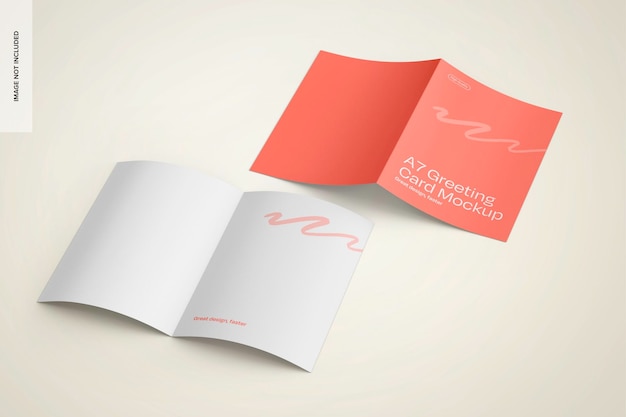 Free PSD a7 greeting cards mockup opened