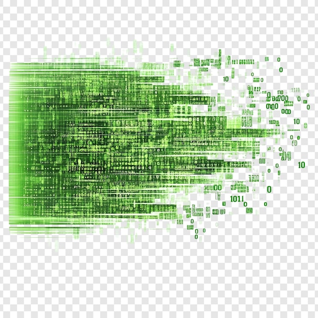 Free PSD abstract digital data stream green binary code visualization