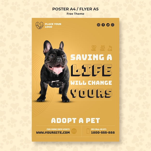 Free PSD adopt a pet concept poster template