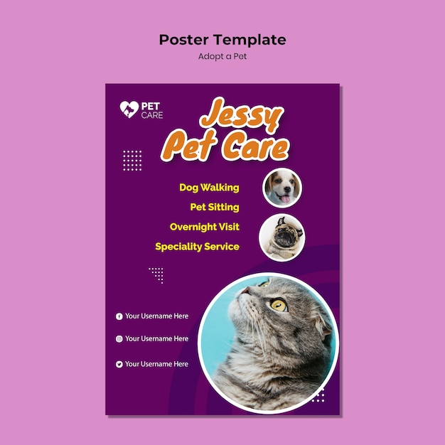 Free PSD adopt a pet template poster