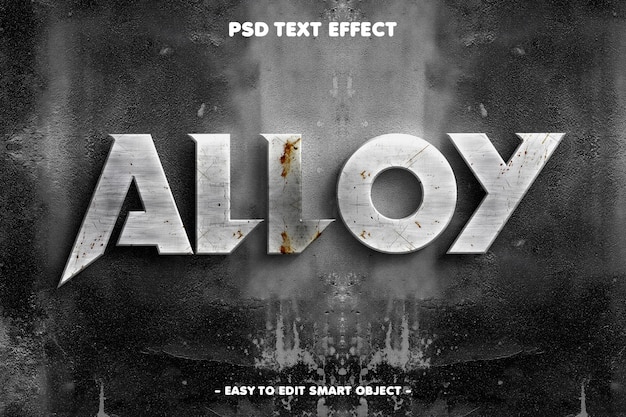 Free PSD alloy metal style editable text effect