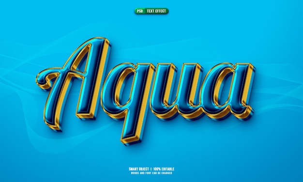 Free PSD aqua 3d editable text effect
