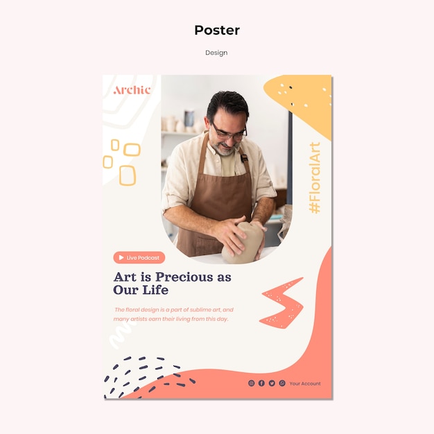 Free PSD art workshop poster design template