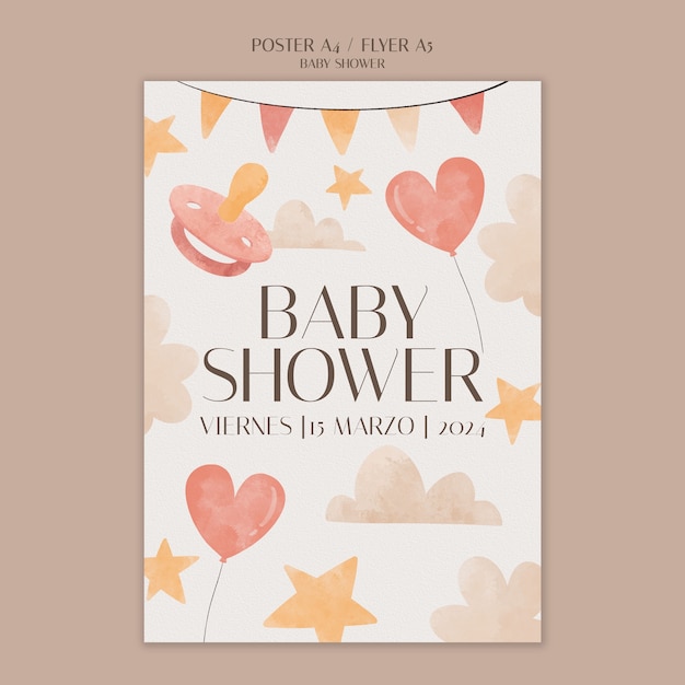 Free PSD baby shower celebration poster template