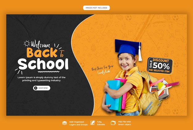 Free PSD back to school web banner template