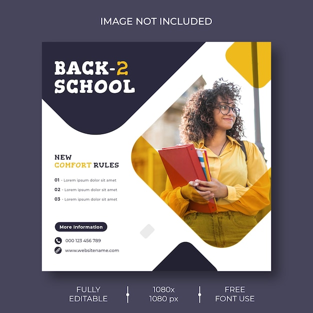 Free PSD back to social media post and web banner template
