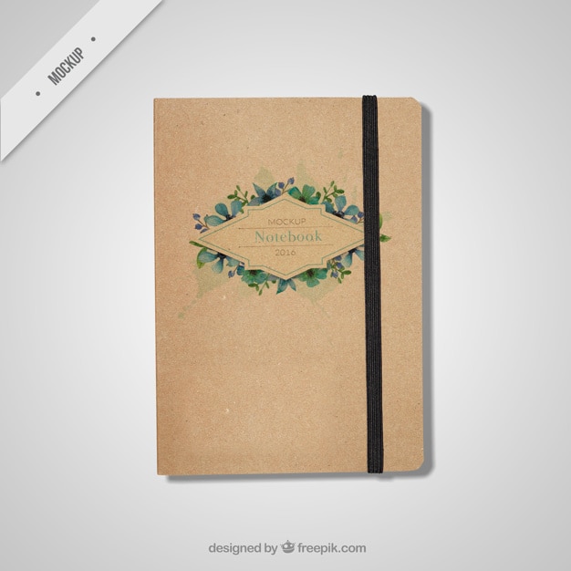 Free PSD beautiful notebook mockup in vintage style