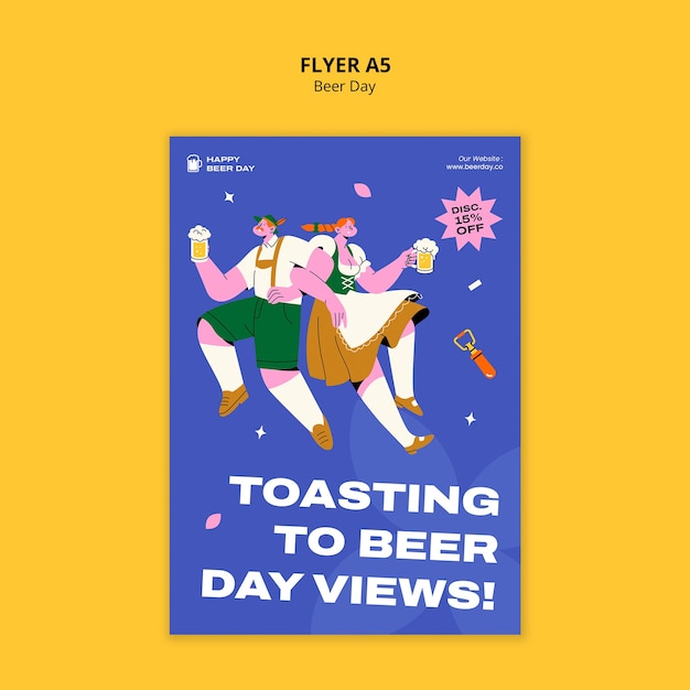 Free PSD beer day celebration flyer template